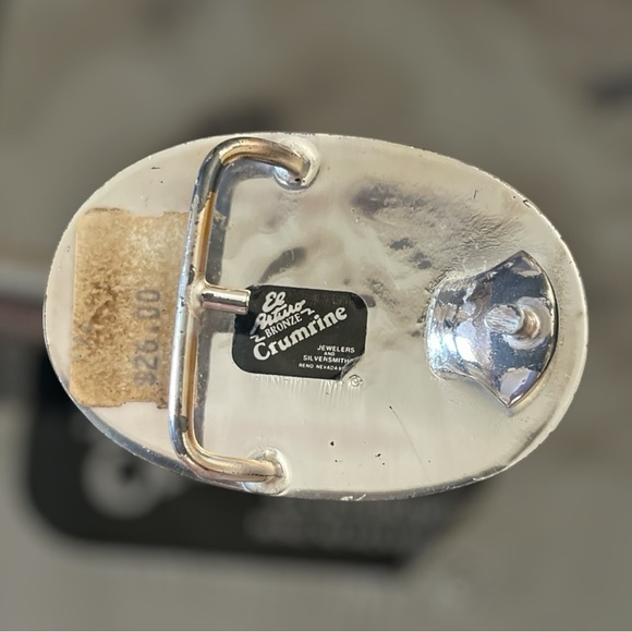 VTG Crumine Silver/Bronze Bull Rider Belt Buckle - Picture 2 of 3